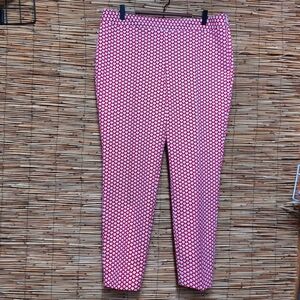 Talbots Chatham Ankle Pants Size 14 Pink-white Scallop Pattern